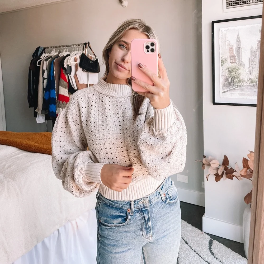 Free People Cream Knit Sweater!!